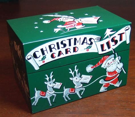 Vintage Stylecraft Tin Metal Christmas Card List Recipe Box